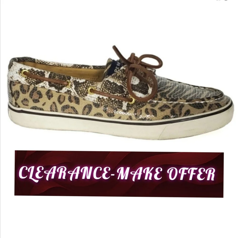 Sperry Animal Print Sequin Boat Shoes size 8.5